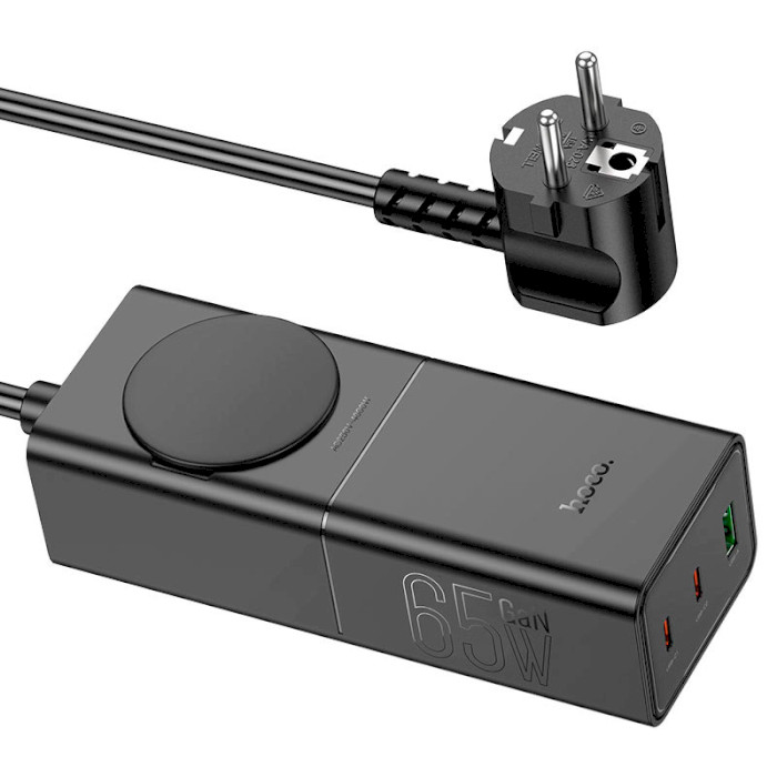 Зарядний пристрій HOCO NS4 Sharp 1xUSB-A, 2xUSB-C, PD65W, QC3.0 Black (6942007617352)