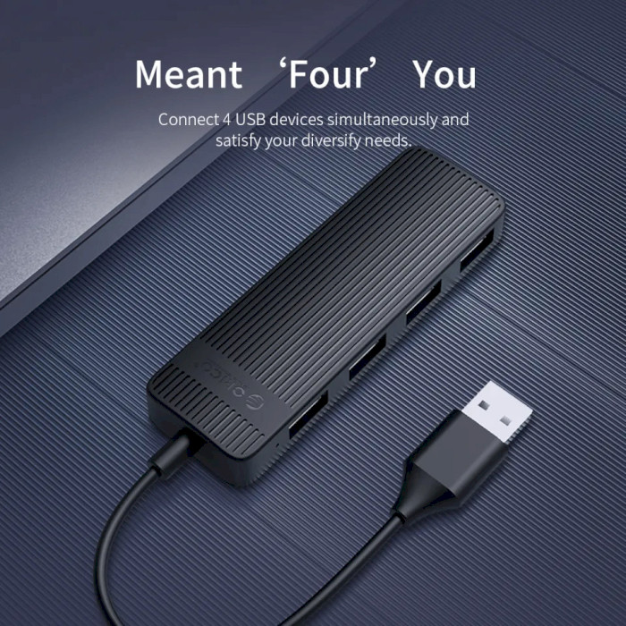 USB-хаб ORICO 4-in-1 USB-A to 4xUSB-A2.0 Black