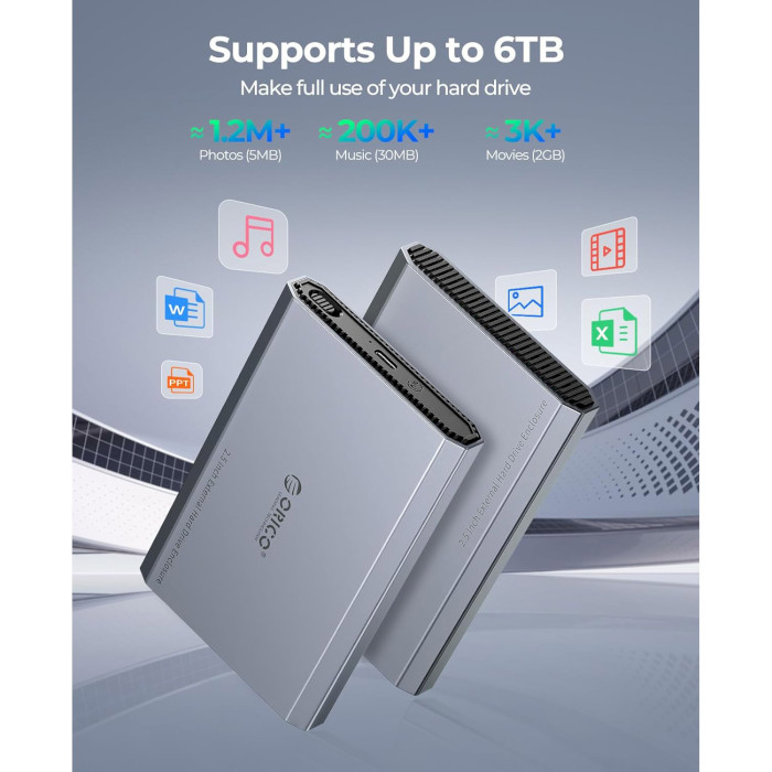 Карман внешний ORICO 2.5" SATA to USB 3.2 (DD25-C3-GY-BP)