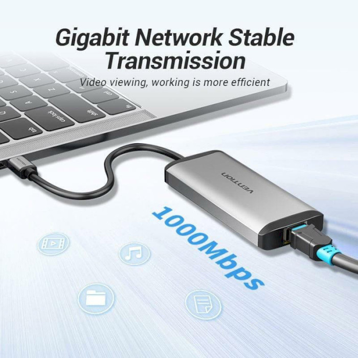 Порт-репликатор VENTION 5-in-1 USB-C to USB3.0x3/RJ-45/PD (TGDHB)