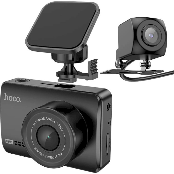 Автомобильный видеорегистратор с камерой заднего вида HOCO DV3 Dash Cam Dual Channel Driving Recorder