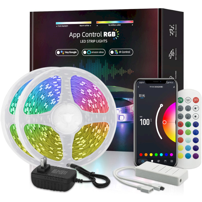 Розумна LED стрічка VOLTRONIC App Control LED Strip Lights SMD 3528 RGB 5м