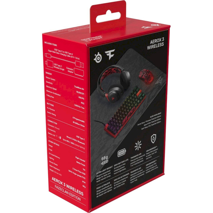 Миша ігрова STEELSERIES Aerox 3 Wireless Faze Clan Edition (62609)