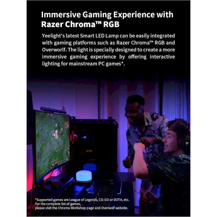 Смарт-светильник YEELIGHT x RAZER LED Smart Lamp D2 Immersive Gaming Experience with Razer Chroma (YLCT01YL)