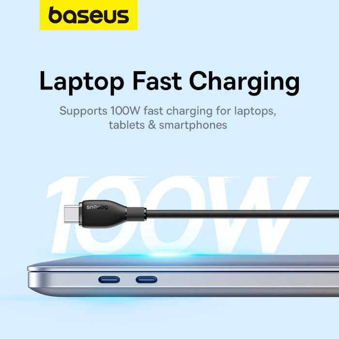 Кабель BASEUS Pudding Series Fast Charging Cable Type-C to Type-C 100W 1.2м Black (P10355702111-00)