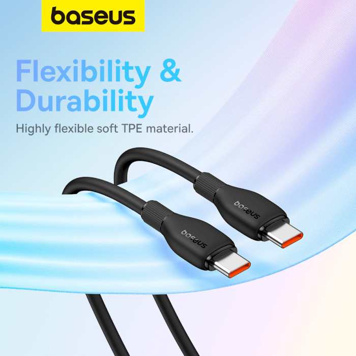 Кабель BASEUS Pudding Series Fast Charging Cable Type-C to Type-C 100W 1.2м Black (P10355702111-00)