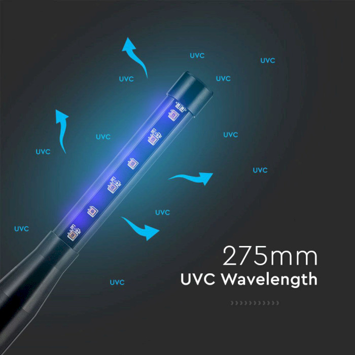 Ультрафіолетовий дезінфектор V-TAC 14W LED Portable UV Disinfection Lamp (VT-3214)