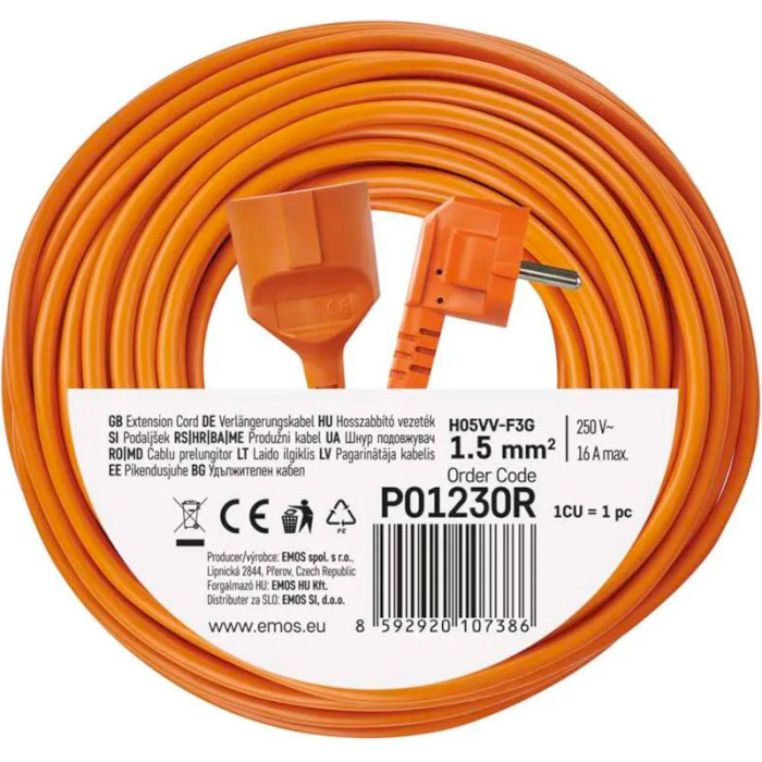 Подовжувач EMOS P01230R Orange, 30м