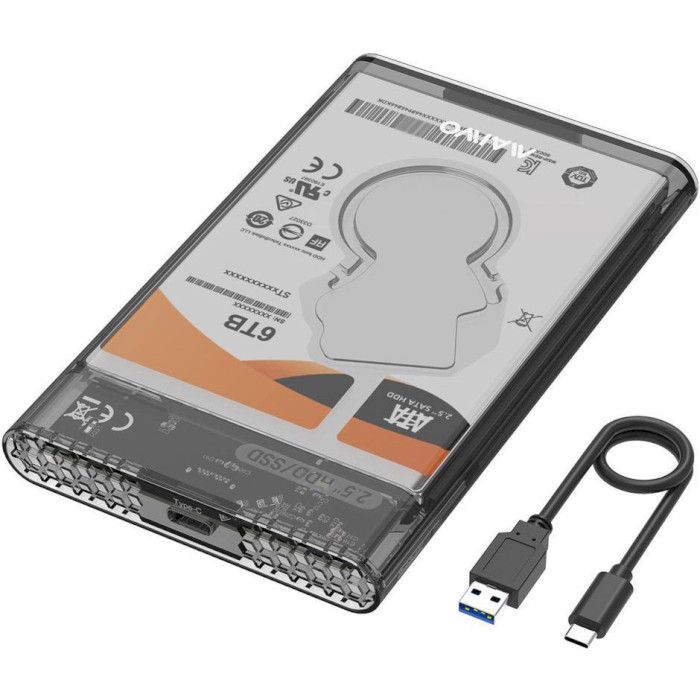 Карман внешний MAIWO K2510 2.5" SATA to USB 3.2 Transparent Black