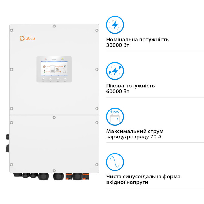 Гібридний сонячний інвертор трифазний SOLIS S6-EH3P30K-H