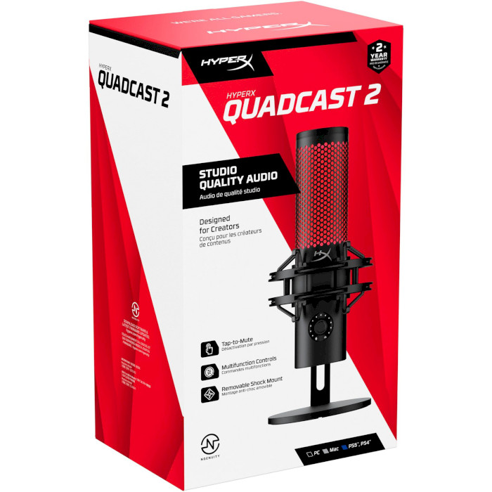 Микрофон для стриминга/подкастов HYPERX QuadCast 2 Black (872V1AA)