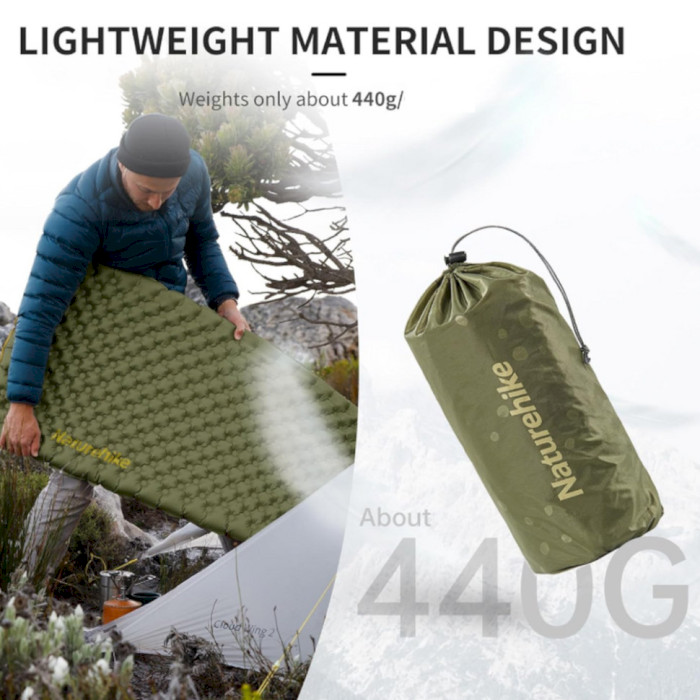 Надувной коврик NATUREHIKE CNH22DZ018 Ultralight Inflatable Sleeping Mat Green (6975641888536)