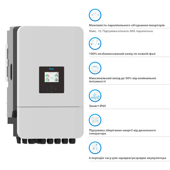Гібридний сонячний інвертор трифазний DEYE SUN-14K-SG05LP3-EU-SM2