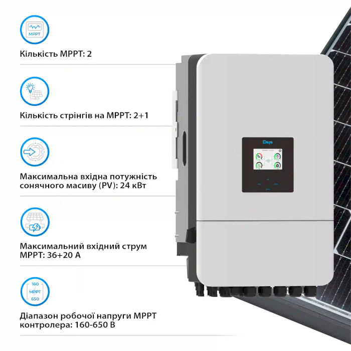 Гібридний сонячний інвертор трифазний DEYE SUN-16K-SG05LP3-EU-SM2