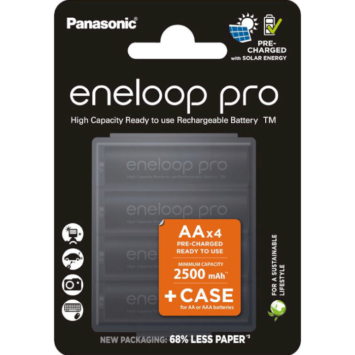 Акумулятор PANASONIC Eneloop Pro + Case AA 2500mAh 4шт/уп (BK-3HCDEC/4CP)