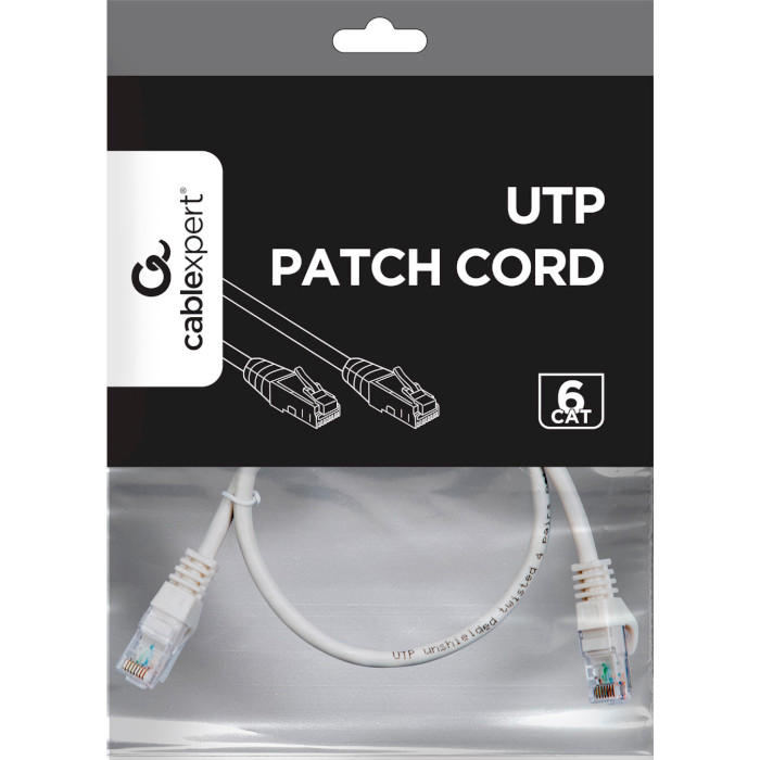 Патч-корд CABLEXPERT U/UTP Cat.6 0.5м Gray (PP6U-CU-0.5M)