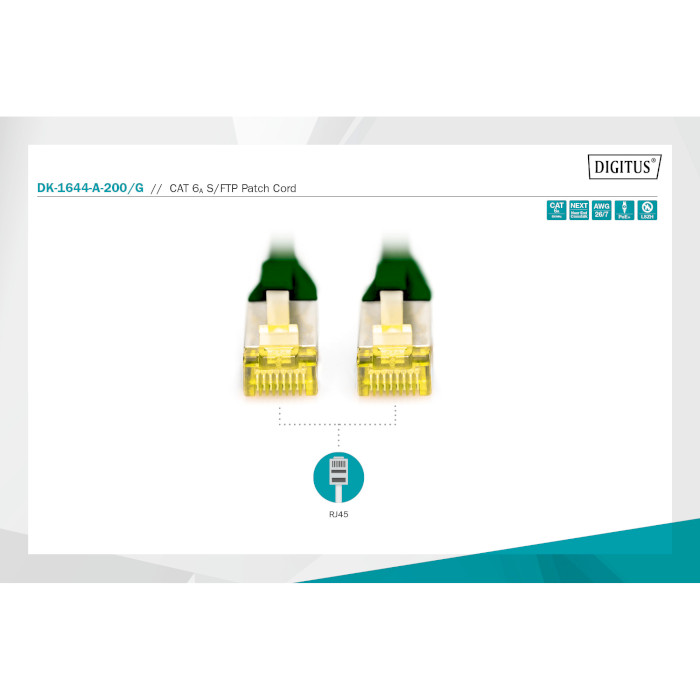 Патч-корд DIGITUS S/FTP Cat.6a 20м Green (DK-1644-A-200/G)