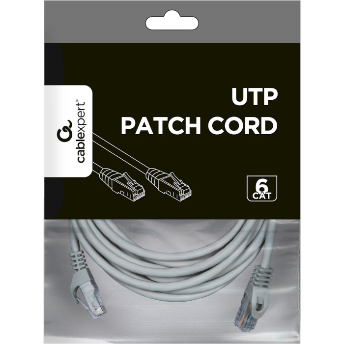 Патч-корд CABLEXPERT U/UTP Cat.6 5м Gray (PP6U-CU-5M)