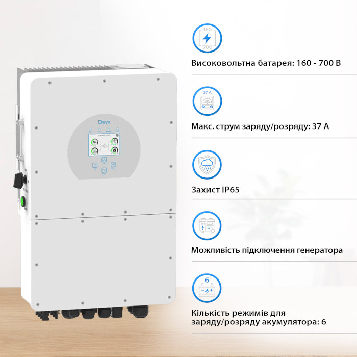 Гибридный солнечный инвертор трёхфазный DEYE SUN-12K-SG01HP3-EU-AM2 + 4 АКБ DYNESS HV51100 20.48 kWh