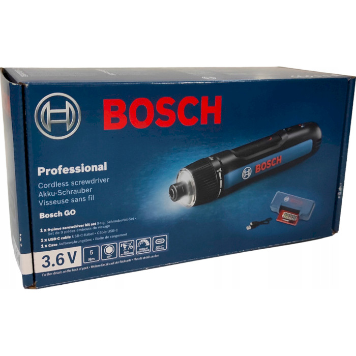 Акумуляторний шурупокрут BOSCH Go 3 Professional + набір біт, кейс (0.601.9H2.201)