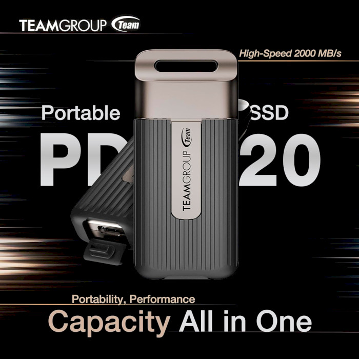 Портативний SSD диск TEAM PD20 Mini 1TB USB3.2 Gen2x2 (TPSEG5001T0C102)