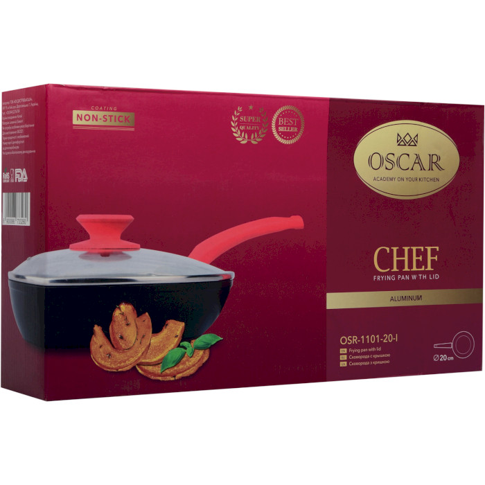 Сковорода OSCAR Chef 28см с крышкой (OSR-1101-28-L)