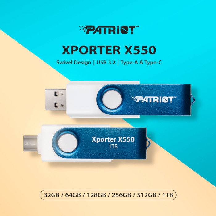 Флэшка PATRIOT Xporter X550 USB/USB-C3.2 64GB (PS64GX550AAD)