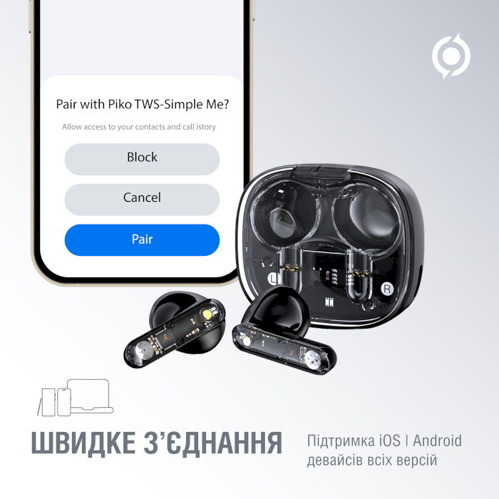 Навушники PIKO TWS-SimpleMe Black