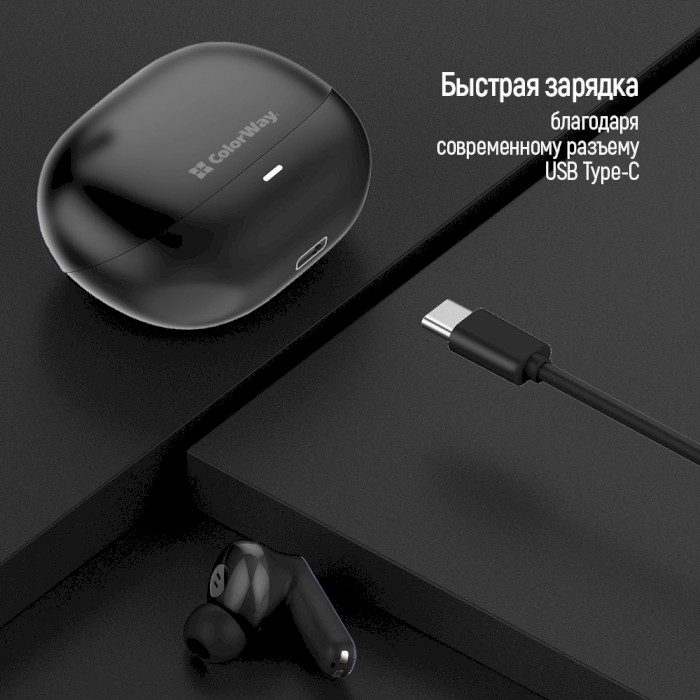 Навушники COLORWAY Slim TWS-1 Earbuds Black