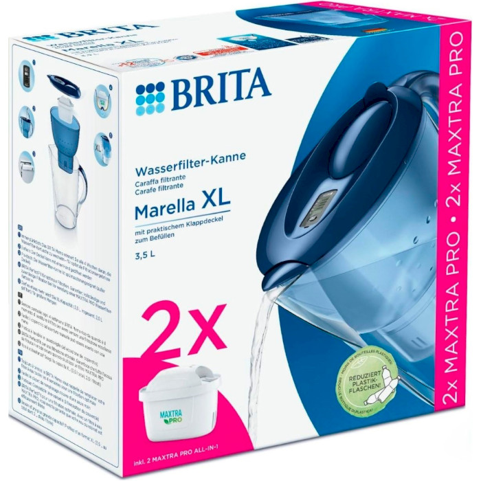 Фильтр-кувшин для воды BRITA Marella XL Memo MX Pro Blue 3.5л + 2 картриджа (1052786)