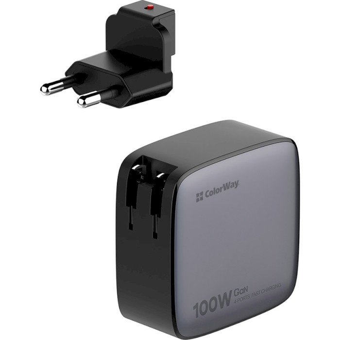 Зарядное устройство COLORWAY Power Delivery GaN 3xUSB-C, 1xUSB-A, 100W Black (CW-CHS047PD-BK)