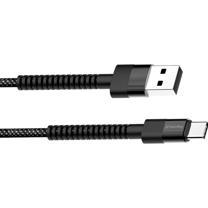 Кабель COLORWAY Nylon Braided USB to Type-C 2.4A 1м Black (CW-CBUC063-BK)