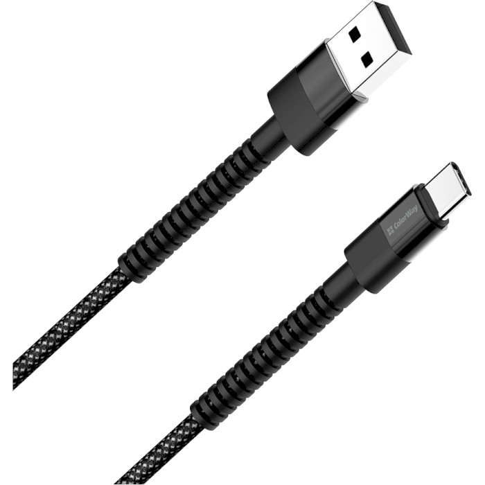 Кабель COLORWAY Nylon Braided USB to Type-C 2.4A 1м Black (CW-CBUC063-BK)