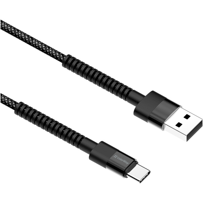 Кабель COLORWAY Nylon Braided USB to Type-C 2.4A 1м Black (CW-CBUC063-BK)