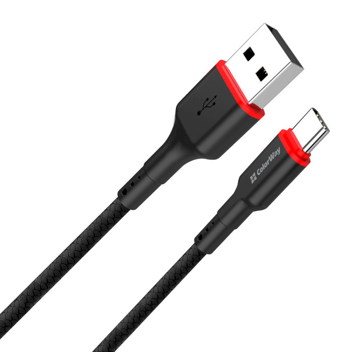 Кабель COLORWAY PVC USB to Type-C 2.4A 1м Black (CW-CBUC064-BK)