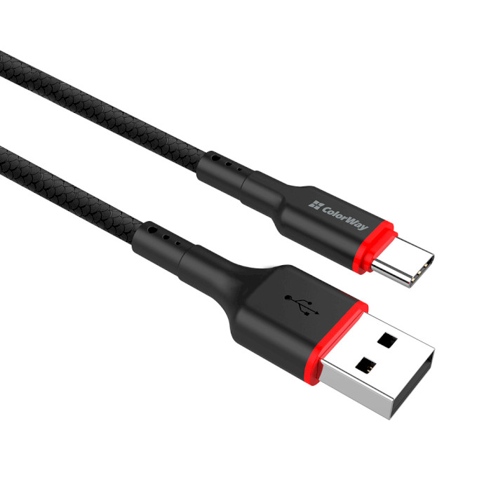 Кабель COLORWAY PVC USB to Type-C 2.4A 1м Black (CW-CBUC064-BK)