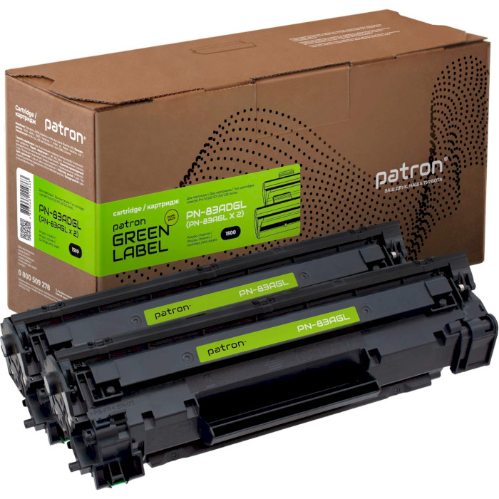 Тонер-картридж PATRON Green Label сумісний з HP 83A Black DualPack (PN-83ADGL)