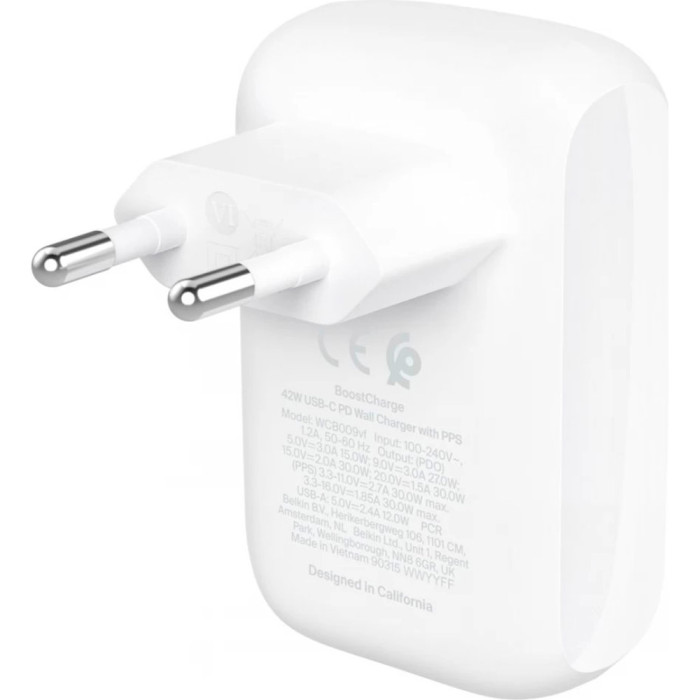 Зарядний пристрій BELKIN Boost Up Charge Dual Wall Charger 42W White (WCB009VFWH)