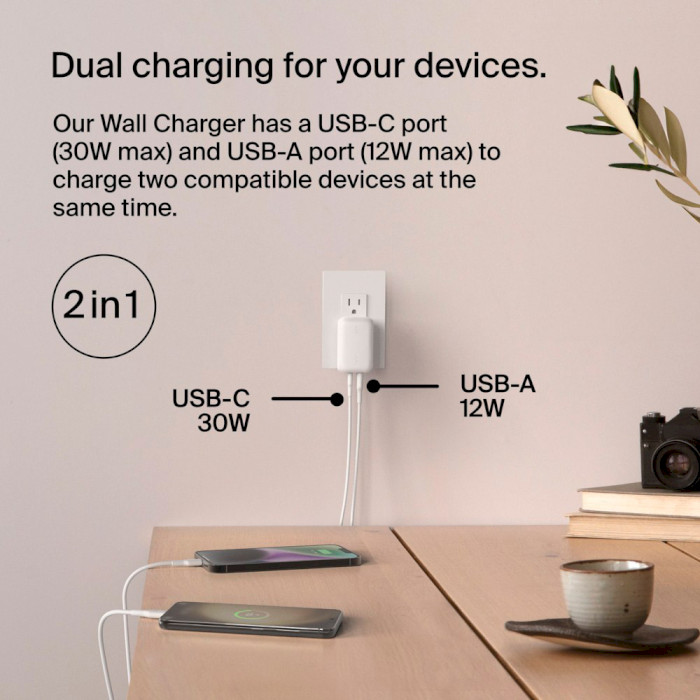 Зарядний пристрій BELKIN Boost Up Charge Dual Wall Charger 42W White (WCB009VFWH)