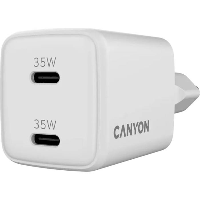 Зарядний пристрій CANYON CU35CC GaN 2xUSB-C, 35W White (CNS-CUW35CC)