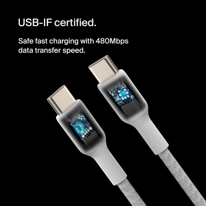 Кабель BELKIN Boost Up Charge Braided USB-C to USB-C 2м White (CAB004BT2MWH)