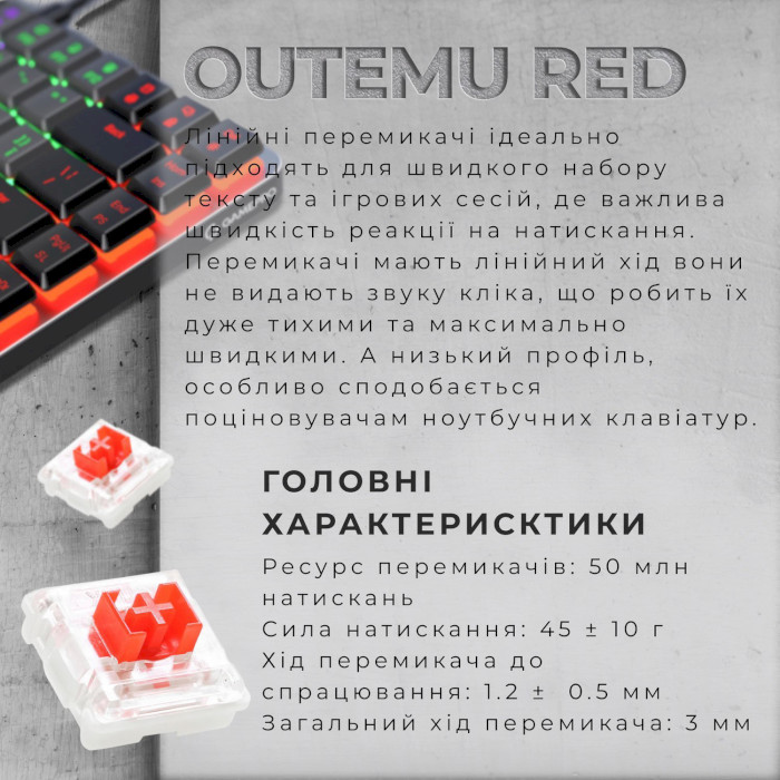 Клавіатура GAMEPRO MK140R Outemu Red Switch Dark Gray