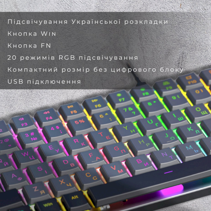 Клавіатура GAMEPRO MK141R Outemu Red Switch Dark Gray