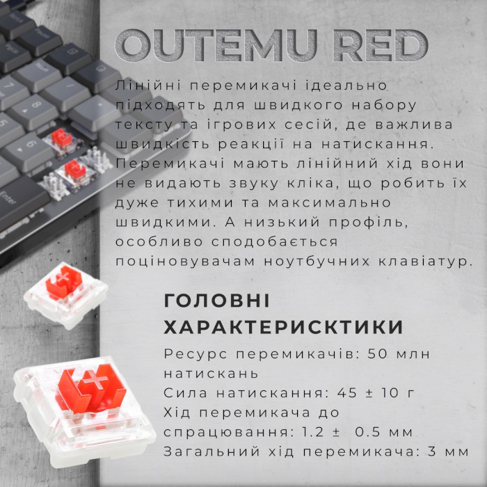 Клавіатура GAMEPRO MK145R Outemu Red Switch Dark Gray