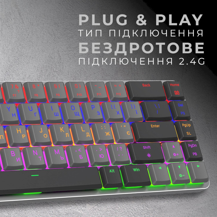 Клавіатура бездротова GAMEPRO MK122R Outemu Red Switch Dark Gray