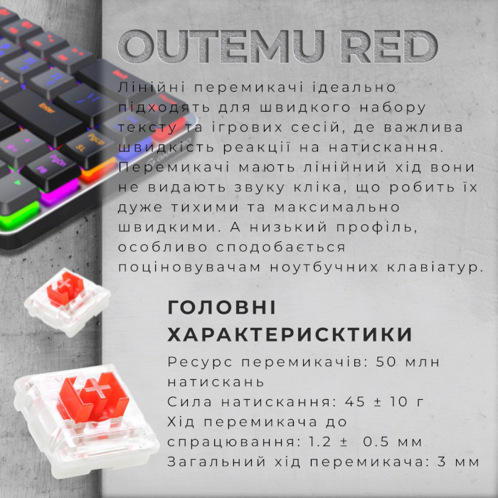 Клавіатура бездротова GAMEPRO MK122R Outemu Red Switch Dark Gray