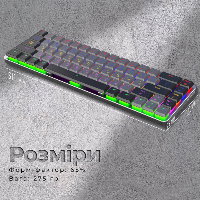 Клавіатура бездротова GAMEPRO MK122R Outemu Red Switch Dark Gray