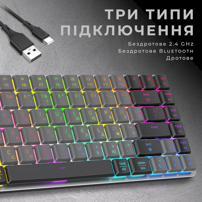 Клавіатура бездротова GAMEPRO MK230R Outemu Red Switch Dark Gray