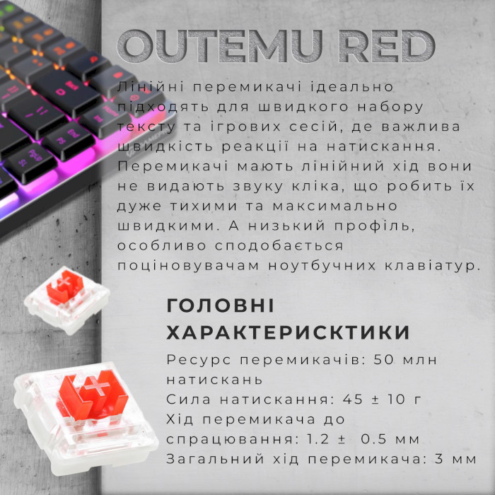 Клавіатура бездротова GAMEPRO MK230R Outemu Red Switch Dark Gray