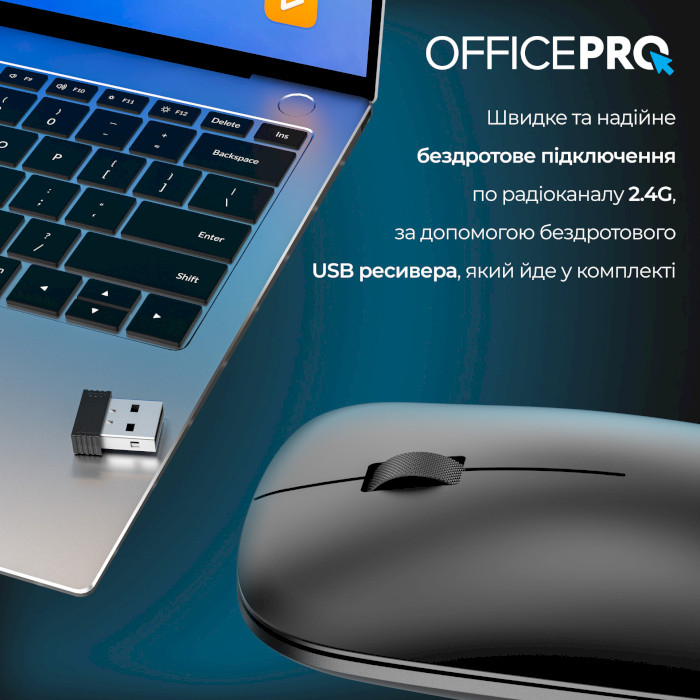 Миша OFFICEPRO M225B Silent Click Wireless Black